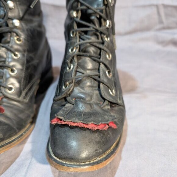 Laredo Black and Red Kiltie Roper Boots Women Size 6.5 - Picture 3 of 9